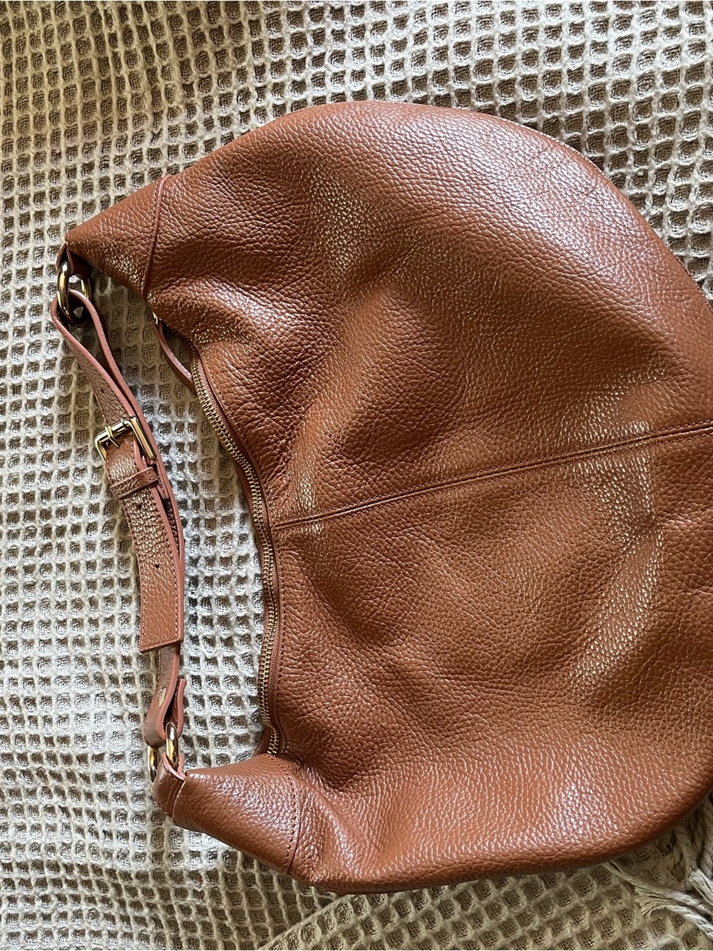 Quince Pebbled Leather Hobo in Chestnut Brown